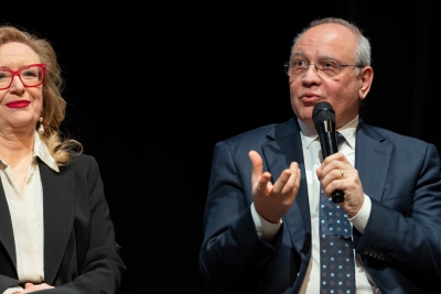 Inaugurazione congiunta dell'a.a. 2025/2026 - 27/03/2026 <br> Al microfono: Giovanni Pucciarmati, Direttore Conservatorio di Musica “Luigi Cherubini” di Firenze. Foto: Antonio Viscido